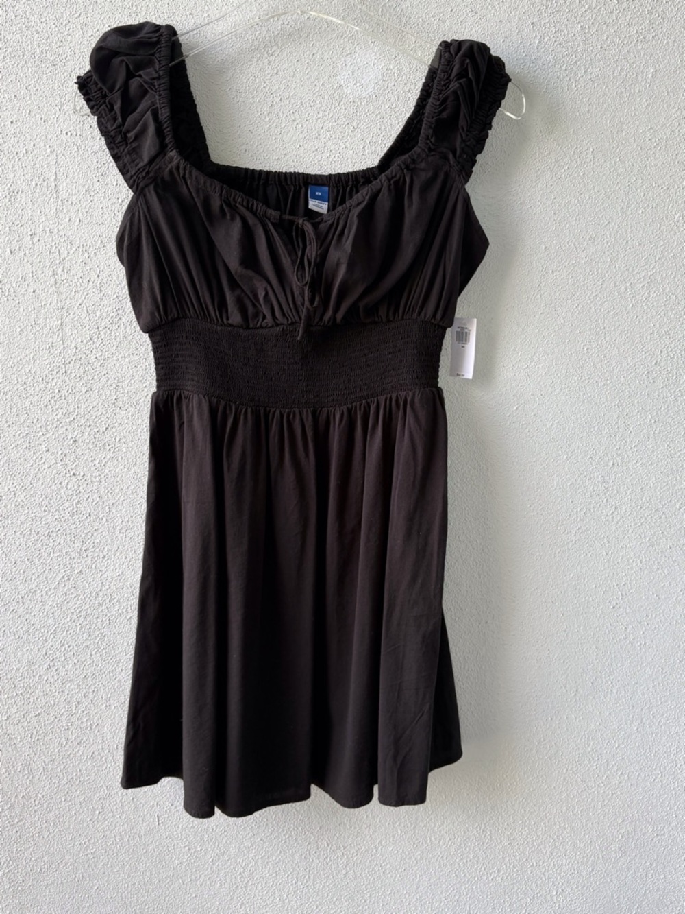 Old Navy XS Black Dress Smocked NWT Square Neck Babydoll Feminine Party Soft